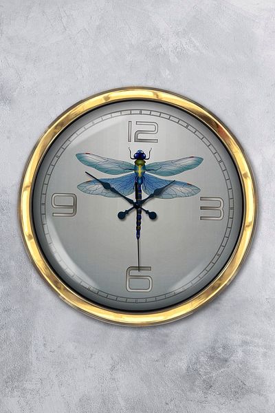 Kasva Concept Gift 40 cm Gold Metal Insect Wall Clock