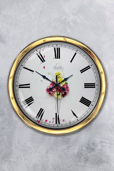 Kasva Concept Gift 40 cm Gold Metal Ballerina Wall Clock