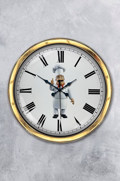 Kasva Concept 40 cm Gold Metal Cook Kitchen Wall Clock