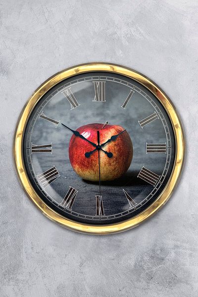 Kasva Concept Gift 40 cm Gold Metal Apple Wall Clock