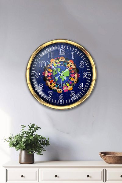 Kasva Concept Children's Room 40 cm Gold Metal Peace Wall Clock