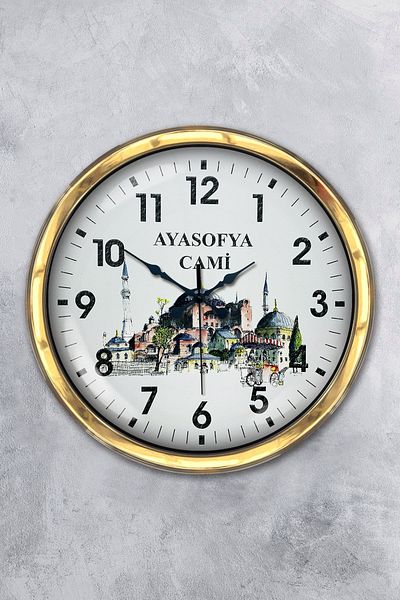 Kasva Concept 40 cm Gold Metal Hagia Sophia Mosque Wall Clock