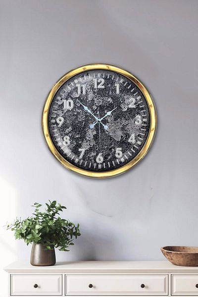 Kasva Concept Decoration 40 cm Gold Metal Kreter Wall Clock