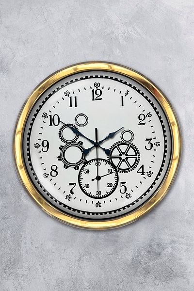 Kasva Concept Gift 40 cm Gold Metal Mechanical Wall Clock