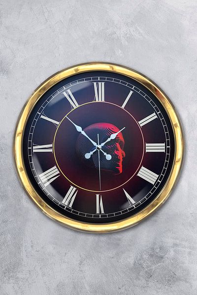 Kasva Concept Gift 40 cm Gold Metal Skull Wall Clock