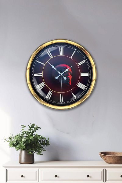 Kasva Concept Gift 40 cm Gold Metal Skull Wall Clock