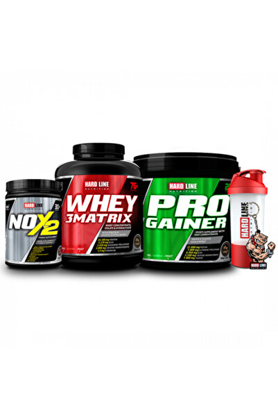 Hardline Hardline Whey 3 Matrix 2300 gr Çilek + Progainer 5000 gr Çilek + Nox 2 Kombinasyonu