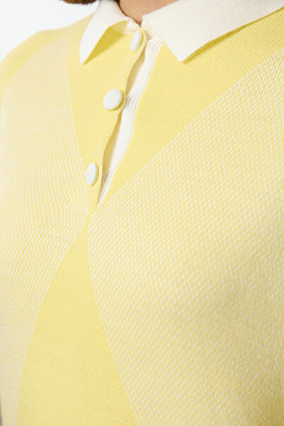 Trendyol Modest Knitwear Sweater - Yellow Diamond Pattern, TCTAW25AK00035