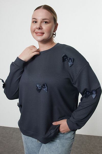 Trendyol Curve Nagy méretű szürke, túlméretezett gombos pulóver - TBBAW25AO00004