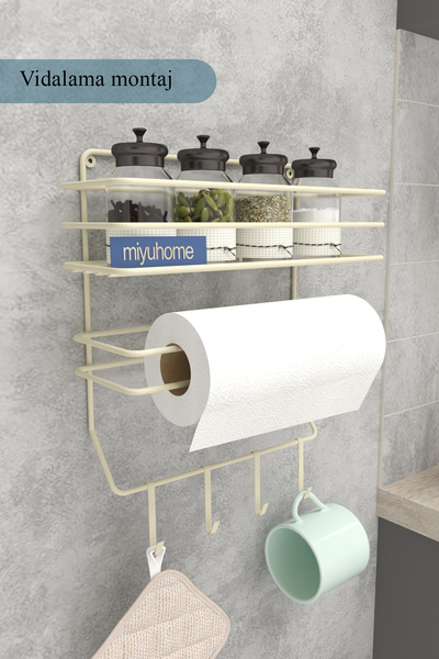 moniev Lüks Mutfak Rafı 4 Kancalı Banyo Rafı Banyo Mutfak Düzenleyici Duvara Monte Raf Paslanmaz Organizer