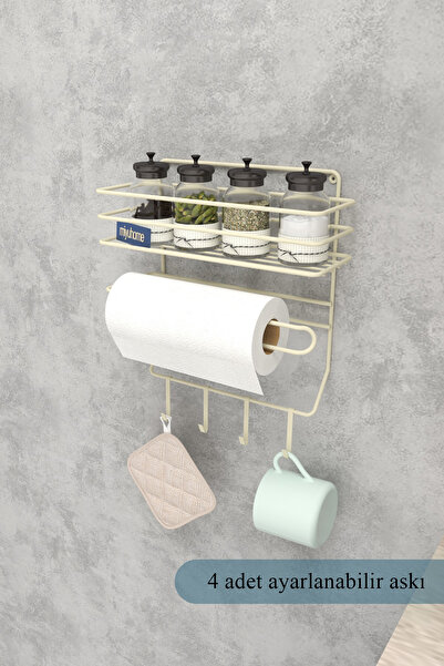 moniev Lüks Mutfak Rafı 4 Kancalı Banyo Rafı Banyo Mutfak Düzenleyici Duvara Monte Raf Paslanmaz Organizer