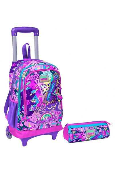 Coral High Graffiti Lighted Wheeled Squeegee and Pen Holder Set for Girls