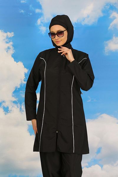 Akbeniz Γυναικείο μαγιό Full Hijab Black Line - Moda 31060