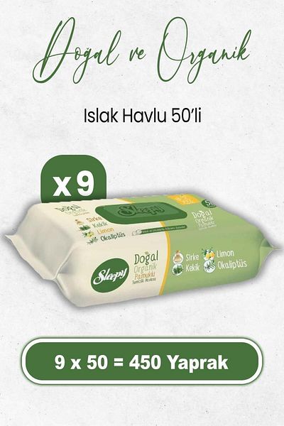 Sleepy 50X9 Natural and Organic Wet Wipes (450 Sheets)