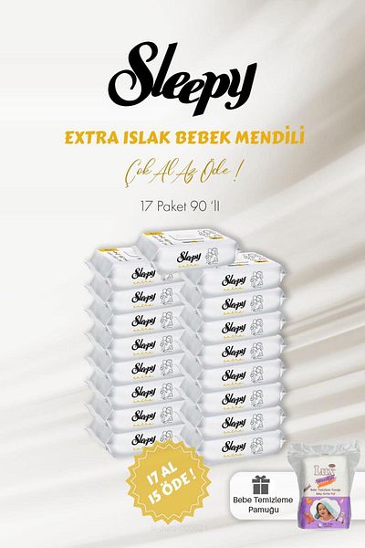 Sleepy 90 Extra Wet Baby Towels - Buy 17 Get 15 and Baby Cotton