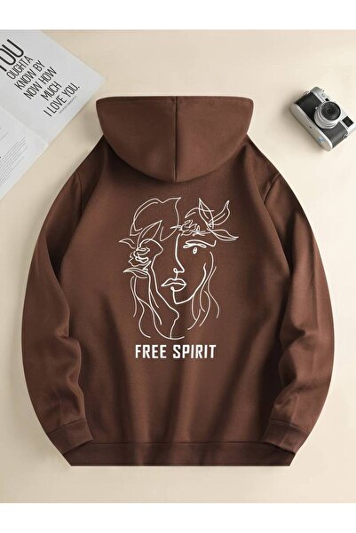 NoVibe Hanorac de iarnă oversize unisex cu imprimeu Free Spirit - 3 fire, 100...