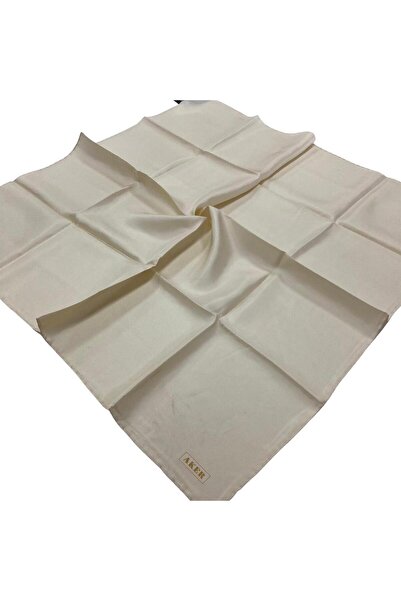 Aker Krem Düz Renk Tivil Ipek Eşarp 6052713-936