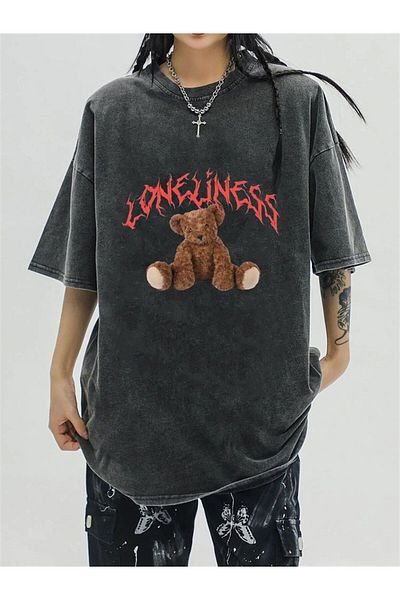Aesthia MINGALONDON 'Loneliness' Bear Unisex Vintage μπλουζάκι που πλένεται