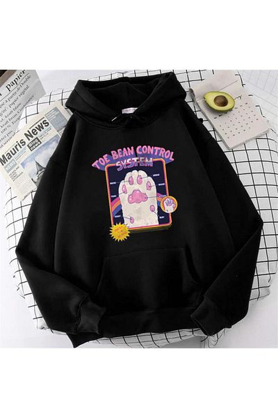 Aesthia MINGALONDON Toe Bean Control System - Hanorac oversize negru unisex cu glugă