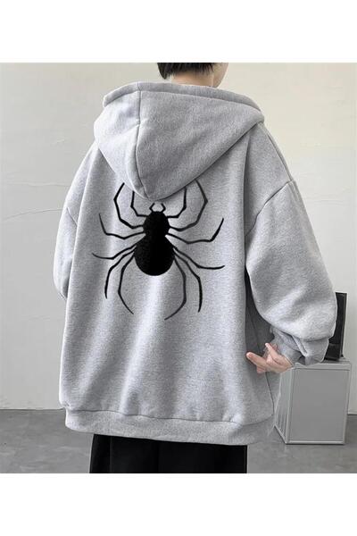 Aesthia MINGALONDON Unisex Sivi Oversize kroj Sa kapuljačom Kardigan - Prednj...