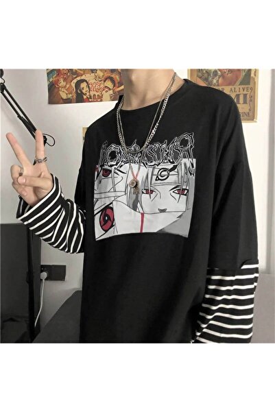 Aesthia MİNGALONDON Touz Anime - Itachi Uchiha Graffiti Logo, Ç Prugasto Unis...