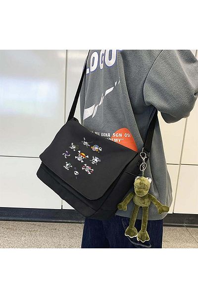 Aesthia Geantă Messenger Neagră Unisex One Piece - Imprimată MINGALONDON