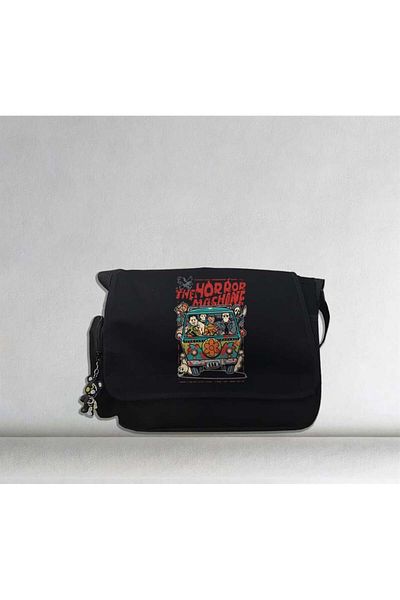 Aesthia Geantă neagră unisex MINGALONDON - Halloween The Horror Machine Printed