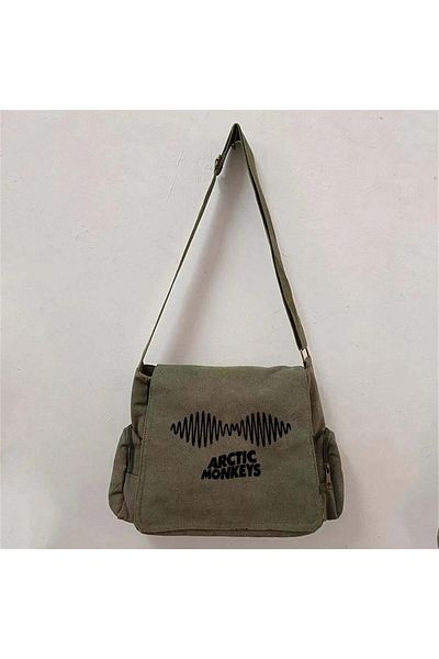 Aesthia Album imprimat Arctic Monkeys - Geantă verde unisex MINGALONDON