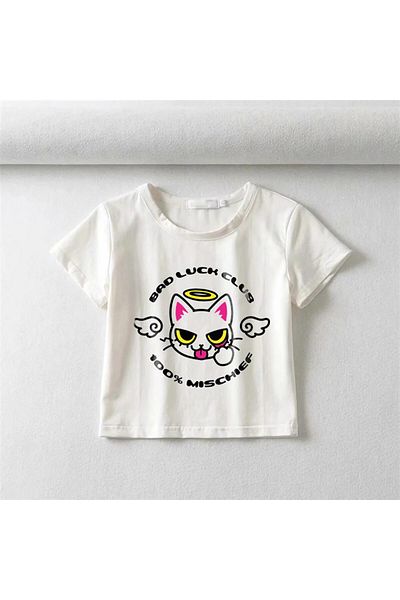 Aesthia MINGALONDON Bad Luck Club Printed Crop Top