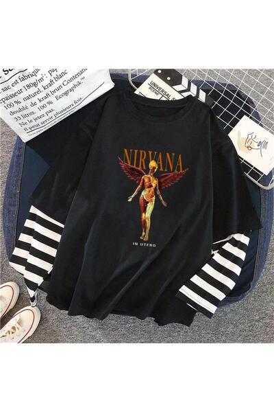 Aesthia MİNGALONDON - Nirvana In Utero B Štampano Unisex crna majica