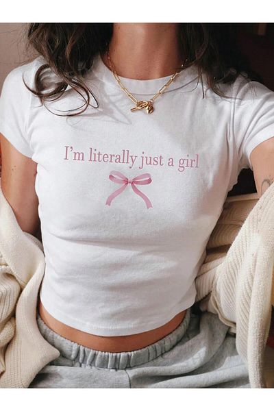 Aesthia MINGALONDON Y2K - I Am Χαρακτηριστική Crop Μπλούζα