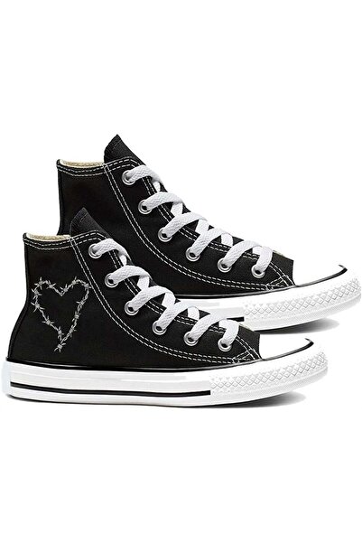 Aesthia Pantofi de pânză unisex negri Barbed Wire Heart