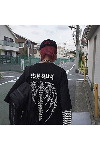 Aesthia Tricou cu mânecă lungă supradimensionat unisex MINGALONDON Gothic Tribal