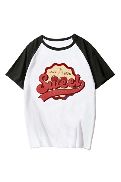 Aesthia MINGALONDON Y2k Slatka Bela Oversize kroj Raglan Rukav T-shirt