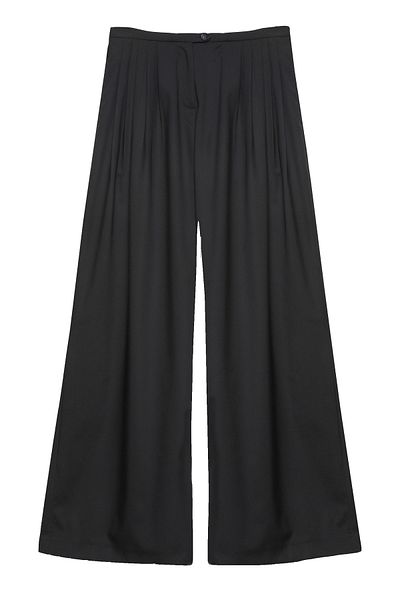 Quzu High Waist Trousers - Black, Pleat Detailed