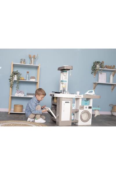 Smoby Çocuk Oyuncak Tefal Çok Amaçlı Büyük Mutfak Seti Çamaşır Ütü Temizlik Exclusive