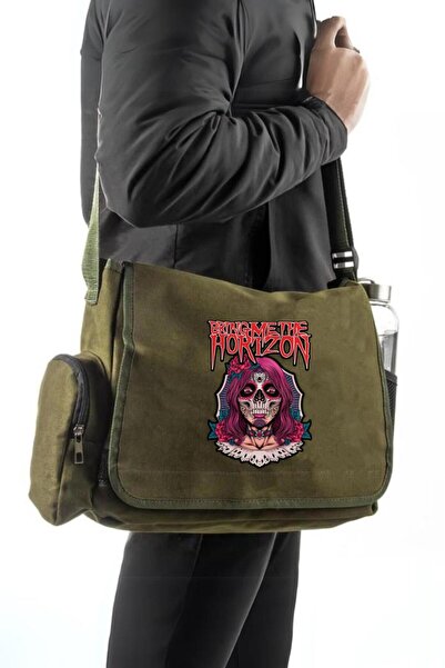 Aesthia Bring Me The Horizon Štampano Unisex Zeleno Poštarska torba - MINGALO...