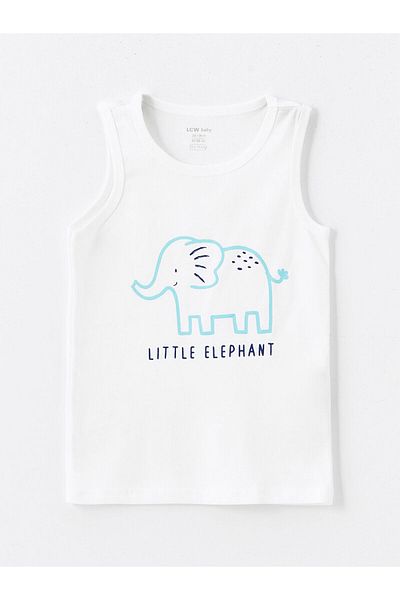 LC Waikiki Set pijama pentru bebelusi baieti cu pantaloni scurti - decolteu, fara maneci, imprimeu LW