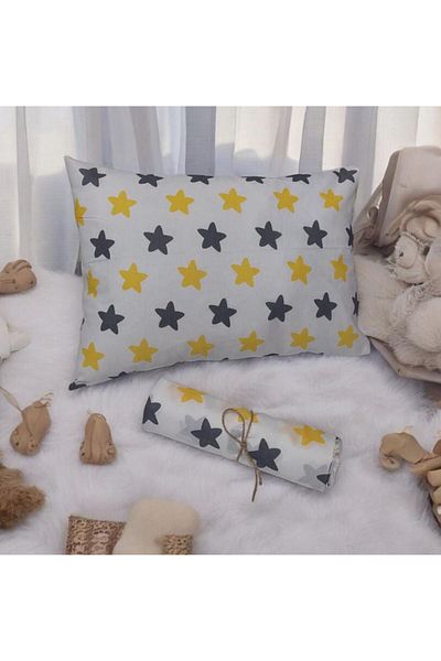 İSSE TEKSTİL Cotton Fabric Elastic Baby Sheet and Pillowcase - 60X120X8