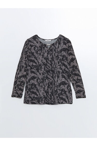 LC Waikiki Lcw Grace Bisiklet Yaka Desenli Uzun Kollu Kadın Bluz