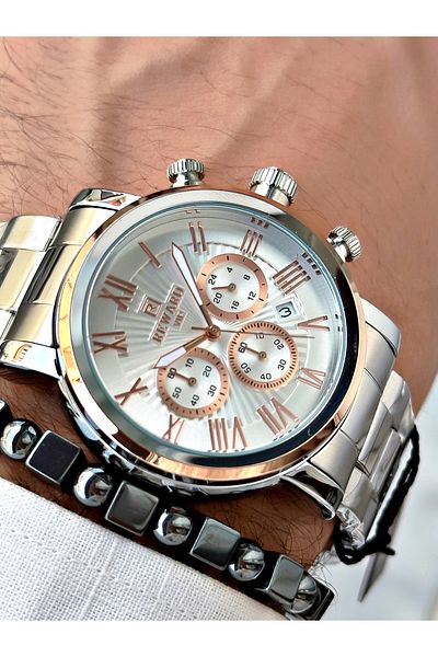 Reward 3 Atm Waterproof Silver Color Men's Wrist Watch - Active Functions and Bracelet