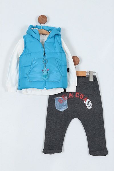 Egelite 1-2-3-4 Years Old Boy Hooded Inflatable Vest Seasonal 3 Piece Set