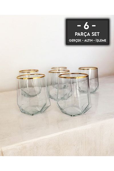 gkzglass home dekor New Year Luxury Real Gold Processed Water Soft Drink Glass Set