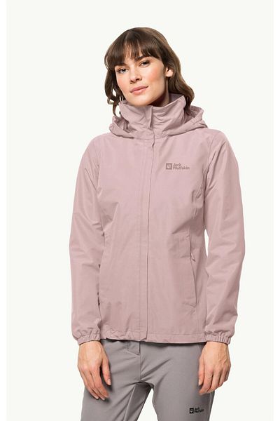 Jack Wolfskin Stormy Point 2L Jkt Women's Jacket and Rose Smoke T-Shirt - 1111202 -2203