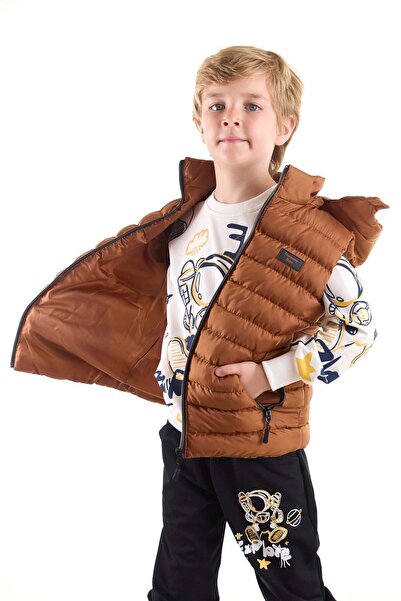 AHENGİM Boy's Hooded Puffer Vest - Fashion Trend Ak 215051