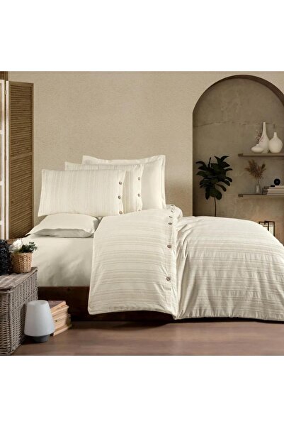 Zebra Casa Likya 6 Piece Double Duvet Cover Set - Cream Color