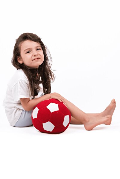 BCOVERART Peluş Oyuncak Top Sparka Peluş Taraftar Futbol Topu 20cm - Kırmızı Beyaz
