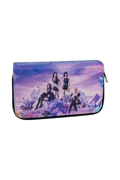 OneSize Black Pink Vomen Themed - Three Compartment Vegan Leather Pencil Case