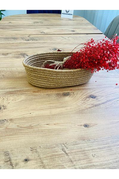 BDZ DERİ 30X20X10 Wicker and Jute Bread Basket - Storage and Organizer
