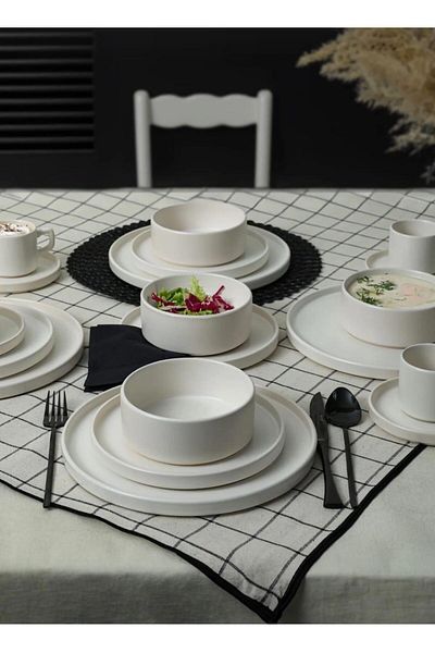 Keramika Matte White Set for 4 People - Top and Top Stackable